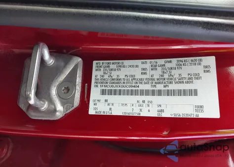 2016 Ford Escape Titanium из США, поврежденный, VIN 1FMCU0JXXGUC09404